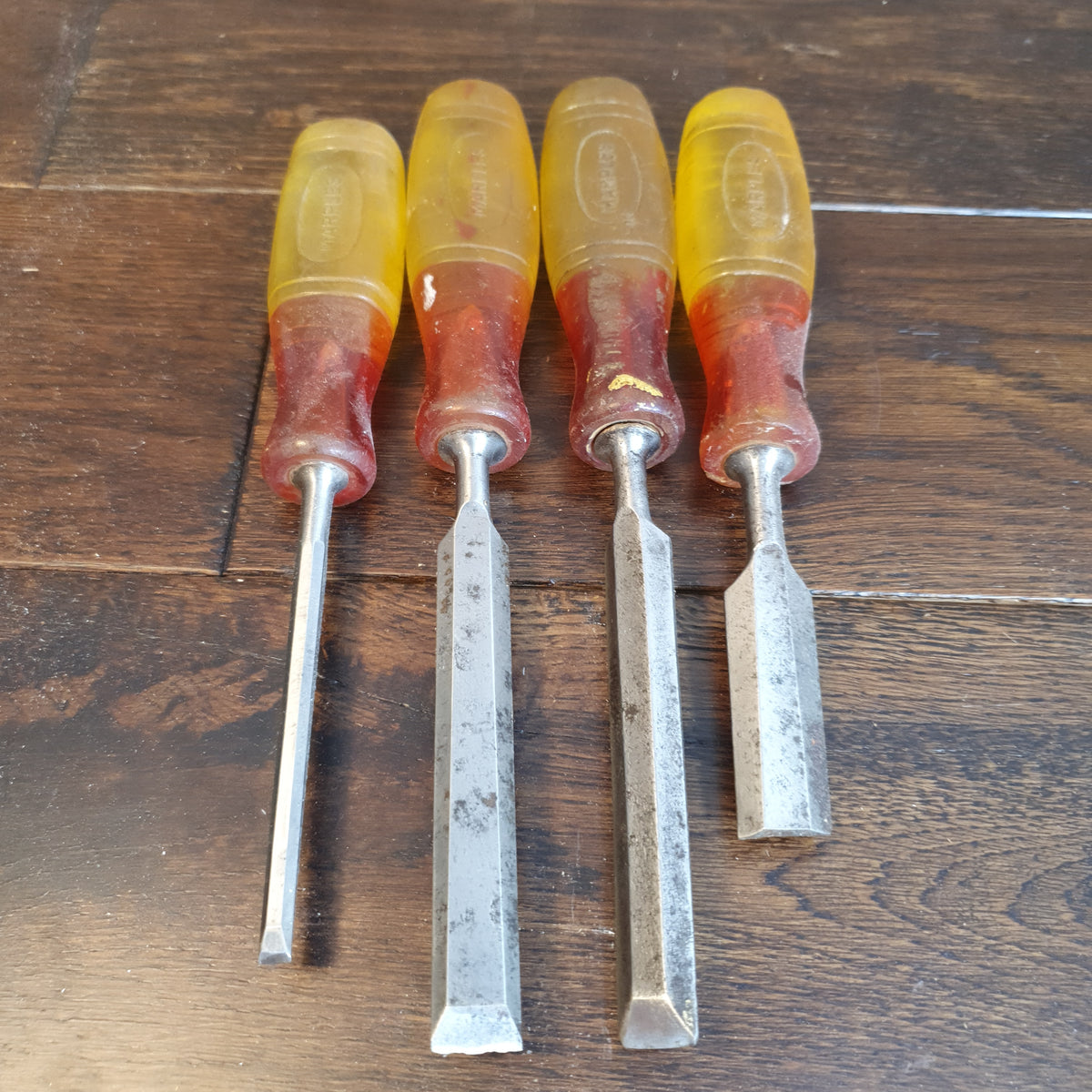 Set of 4 Marples Bevel Chisels w/ Plastic Handles 1/4" 3/8" 45844