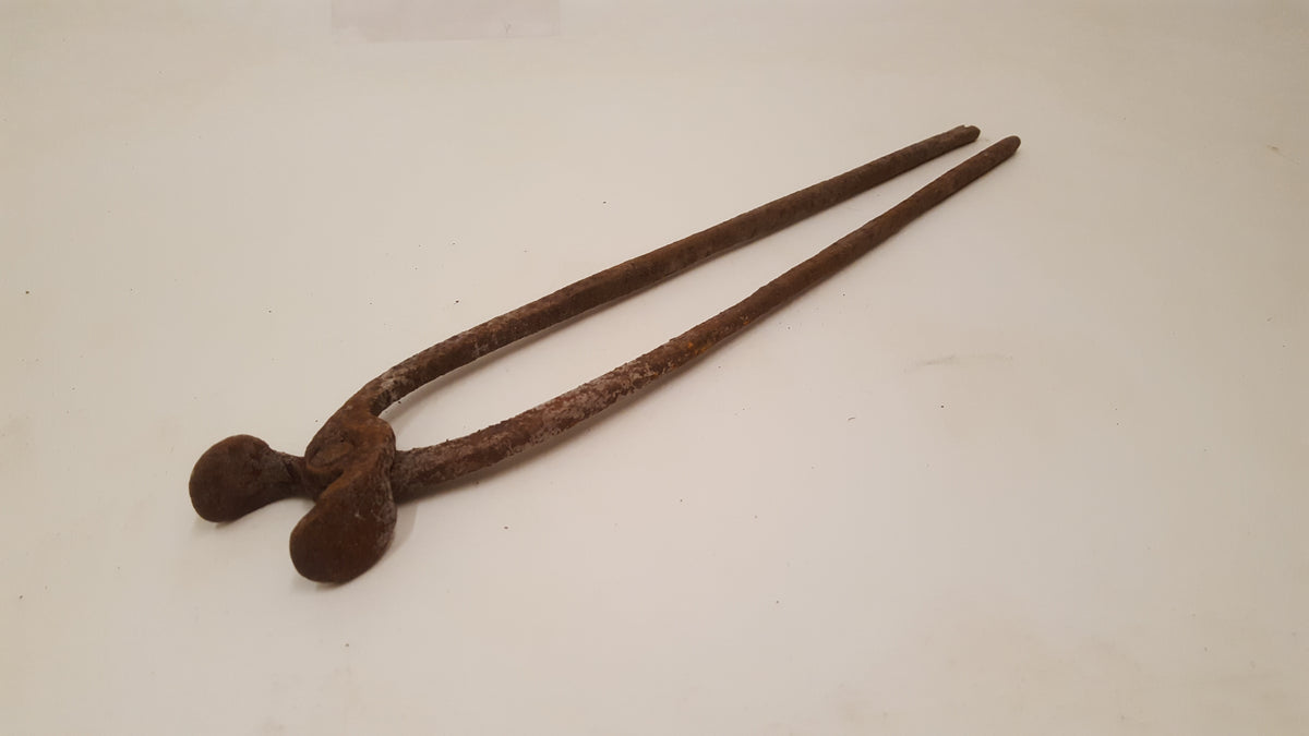 Vintage antique Blacksmith Tongs 24” well used very old and cool iron metal  work