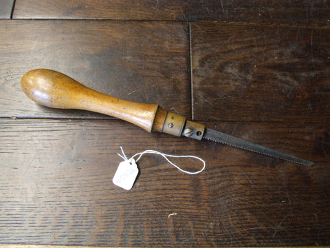 Keyhole saw. Beautiful boxwood handle nd brass ferrule. 45976