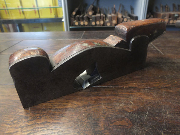 Shoulder Plane. Steel with infill. H Slater. Meredith St, Clerkenwell. circa 1873-77. 16.5 degree bed angle. Well tended plane, wedge and blade with wonderful details and beautifully cast/finished. 46343