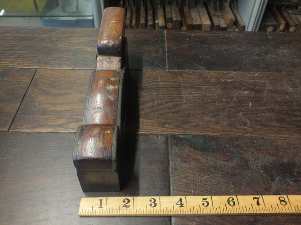 Shoulder Plane. Steel with infill. H Slater. Meredith St, Clerkenwell. circa 1873-77. 16.5 degree bed angle. Well tended plane, wedge and blade with wonderful details and beautifully cast/finished. 46343