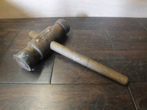 Wooden hammer with iron rings and wedged handle. 1lb. 46354