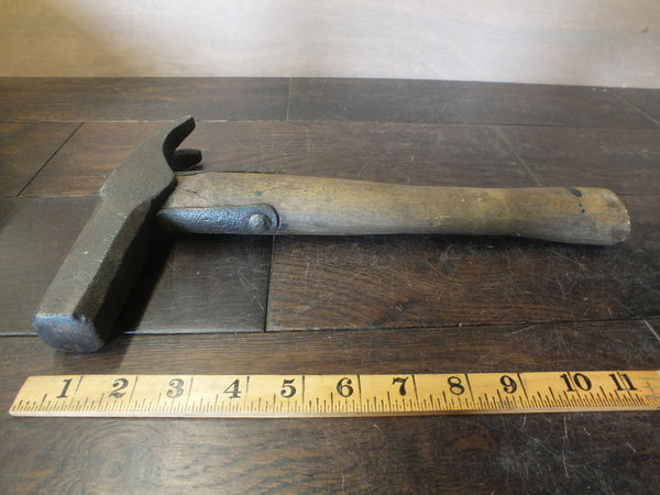 Farrier's 3lb Hammer. Good strapping and good condition except for small play in the head. Wonderful octagonal head. 46353