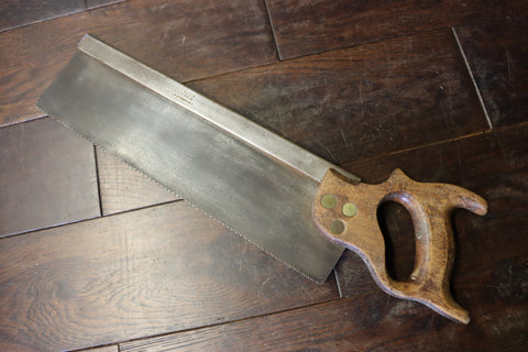 Tyzack "Railway Arch - Old Street" 14" Steel Back Saw. Tight handle. 11tpi. Filed for rip. 46149
