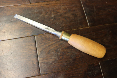 Mortice Chisel. 1/2" Marples Holland. Falcon Road. Excellent leather bolster, Brass ferrule. In super condition. 46239
