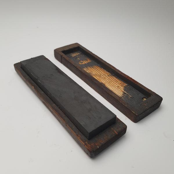 8" x 2" Vintage Carborundum Sharpening Stone in Wooden Box 45012
