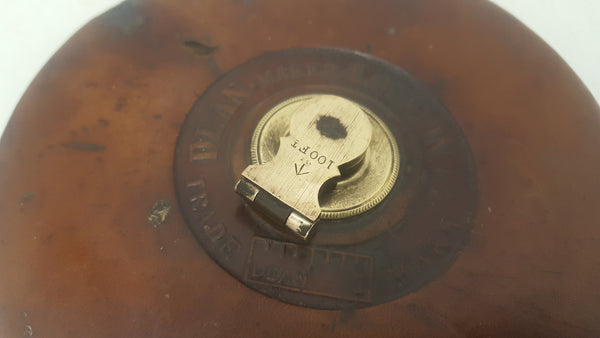 Beautiful Vintage Broad Arrow 100ft Tape Measure in Leather Case 20640