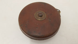Beautiful Chesterman Wind Up Tape Measure Broad Arrow 50ft w Leather Case 20874