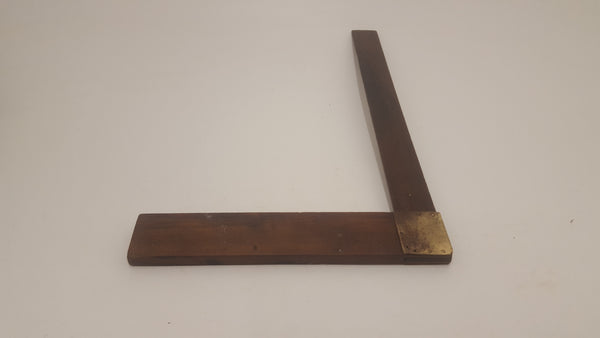 Large 15" Brass & Wood Try Square w Inch Markings 22455