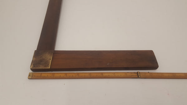 Large 15" Brass & Wood Try Square w Inch Markings 22455