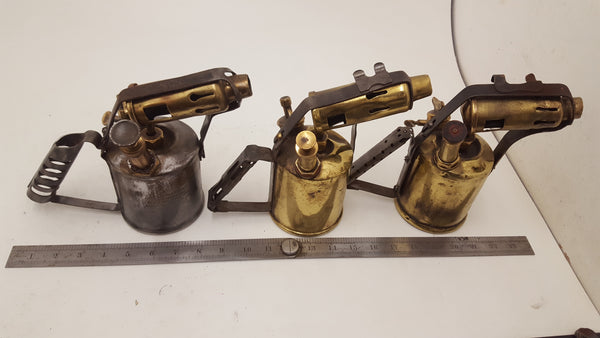 Job lot of 3 Vintage Brass Blow Torches 23702