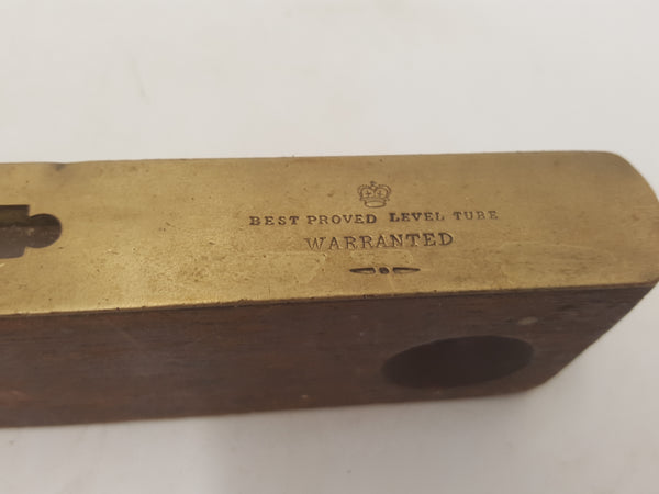 10" Vintage Wood & Brass Spirit Level Side Bubble Broken 29694