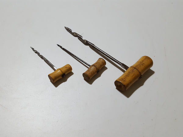 Set of 3 Small Vintage Gimblets c 1/16 - 1/4" 33430