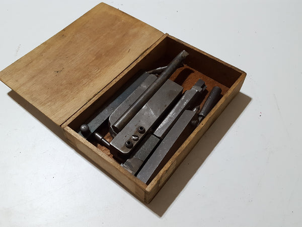 Lot of Lathe Cutting Tools & Holders in Vintage Wooden Box 33220