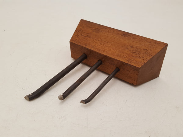 Set of 3 Boring Tools in Wooden Block 34428