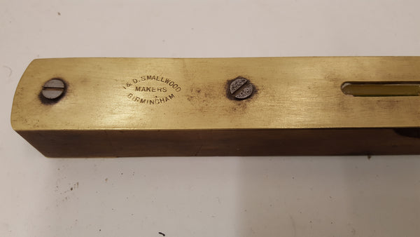 12" Vintage I & D Smallwood Brass & Wood Spirit Level 35491