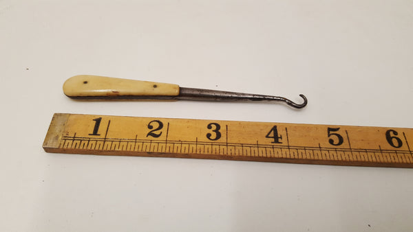 Beautiful Small 4" Vintage Hook w Bone Handle 35624