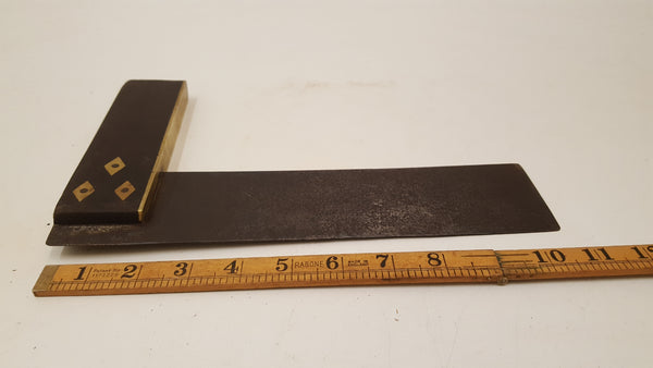 Large 9" Vintage Try Square Brass Wood & Steel 35871