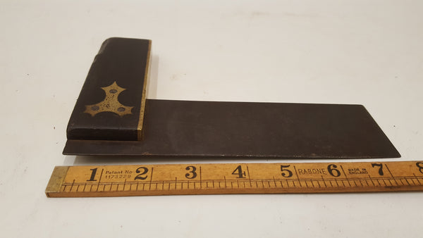 Very Nice 6" Vintage Brass Wood & Steel Try Square 35870