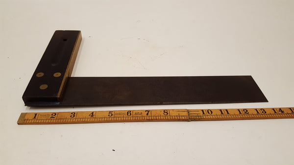 Large 12" Vintage Brass Wood & Steel Try Square Good Condition 35770