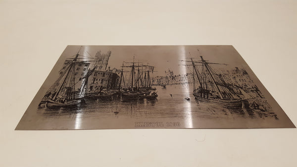 12" x 8 1/2" Vintage Stainless Steel Printed Picture Bristol 1830 36290