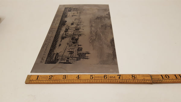 12" x 7" Vintage Stainless Steel Printer Picture Tower Bridge View 36289