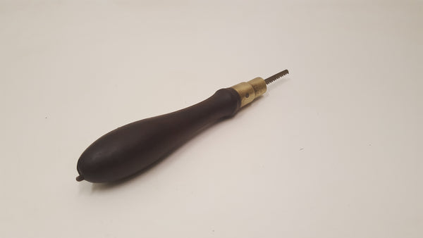 8" Vintage Brass & Wood Pad Saw Handle w Blade 37438