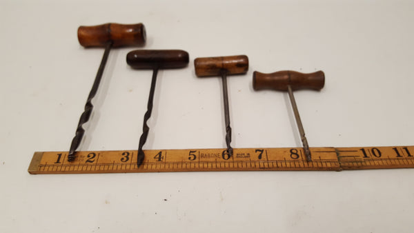 Very Nice Set of 4 Vintage Gimblet Drill Bits 1/8" - 1/4" 37459