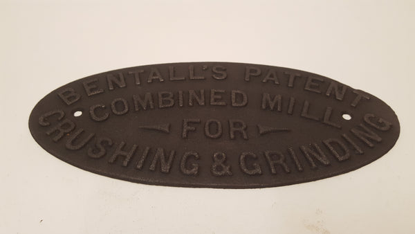 Cast Iron Sign " Bentalls Patent Combined Mill For Crushing & Grinding " 38120