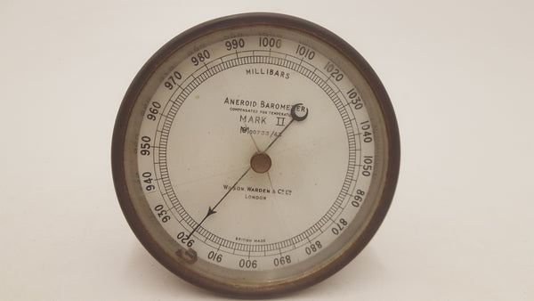 5 1/2" Wilson Warden & Co Aneroid Barometer GWO Glass Cracked 17846