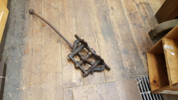 Antique Ornate Cast Iron Pump Handle w Brass Bearings c34" Long 24569