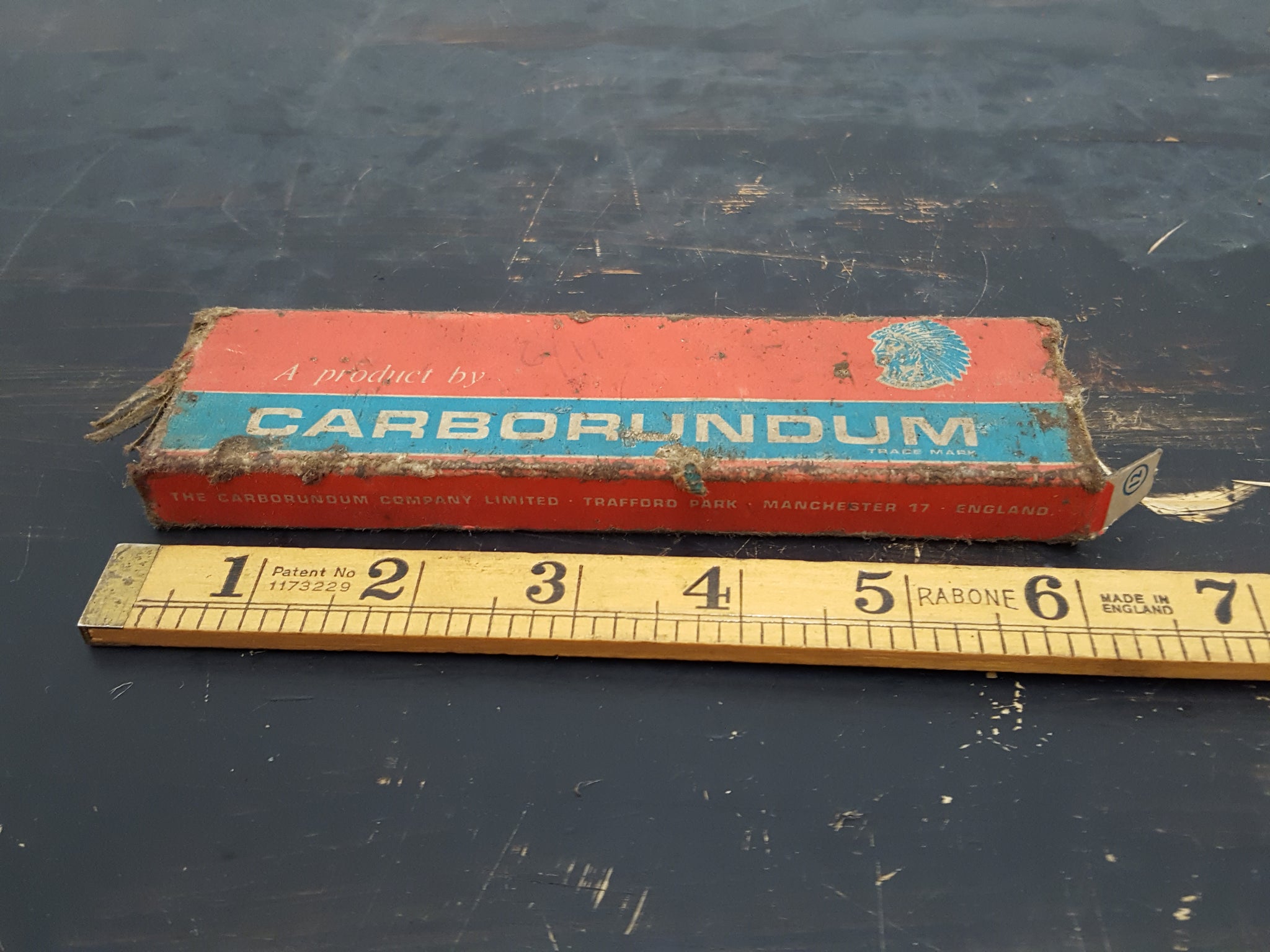 6 x 1 1/2 x 1/2" Carborundum Medium Grit Sharpening Stone in Box 28837