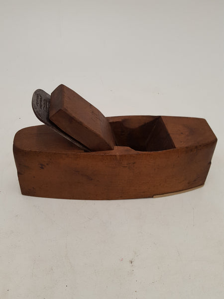 Lovely 9" Vintage Wooden Coffin Plane w Brass Mouth & 2 1/2" Blade 32228