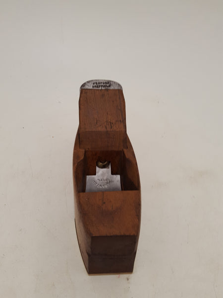 Lovely 9" Vintage Wooden Coffin Plane w Brass Mouth & 2 1/2" Blade 32228