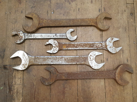 Bundle of 5 Massive Steam Engine Spanners 7/8 BSW - 1 1/2 W 32570