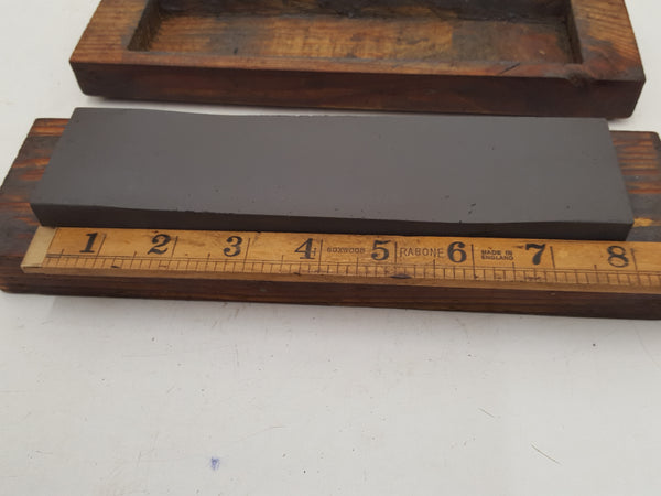 Beautiful 8 x 2" Vintage Sharpening Stone in Wooden Box 32735