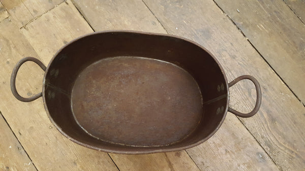 15" x 10" x 7" Vintage 2 Handled Oval Cooking Pot 35440