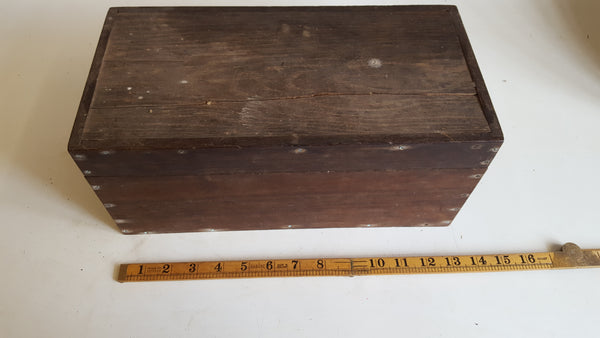 13 1/2" x 7" x 6" Vintage Wooden Box Cracked Lid 38905