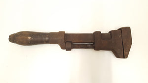 10" Vintage Wooden Handle Adjustable Wrench 39881