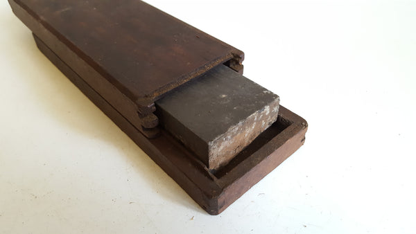 8" x 2" x 1" Slightly Damaged Vintage Combination Stone in Wooden Box 40187