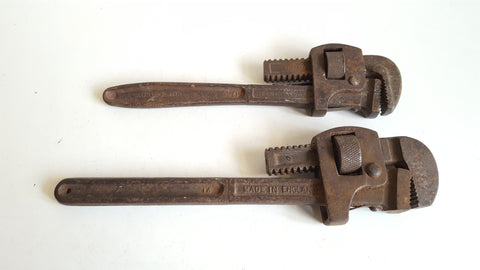 Two Vintage Stilson Pipe Wrenches Gedore No 12 & Record No 14 40387