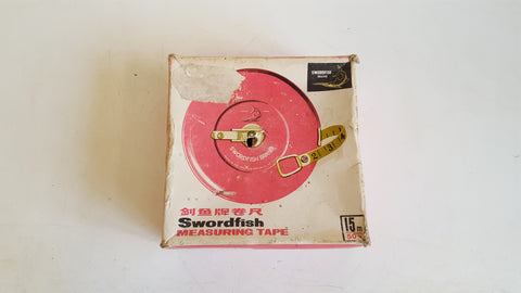 15m / 50ft Vintage Swordfish Tape Measure in Box 40864