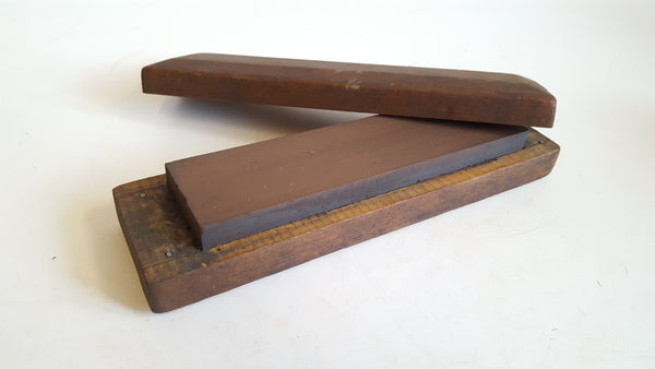 8" x 2" Vintage India Sharpening Stone in Wooden Box 40965
