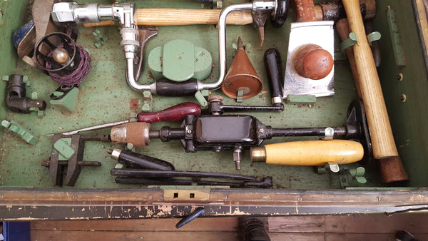 Large Collection of Vintage Tools in Well Made Tool Box 42508